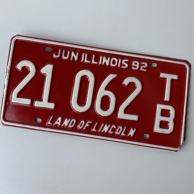 NUMBER PLATE, USA - Red White Illinois
